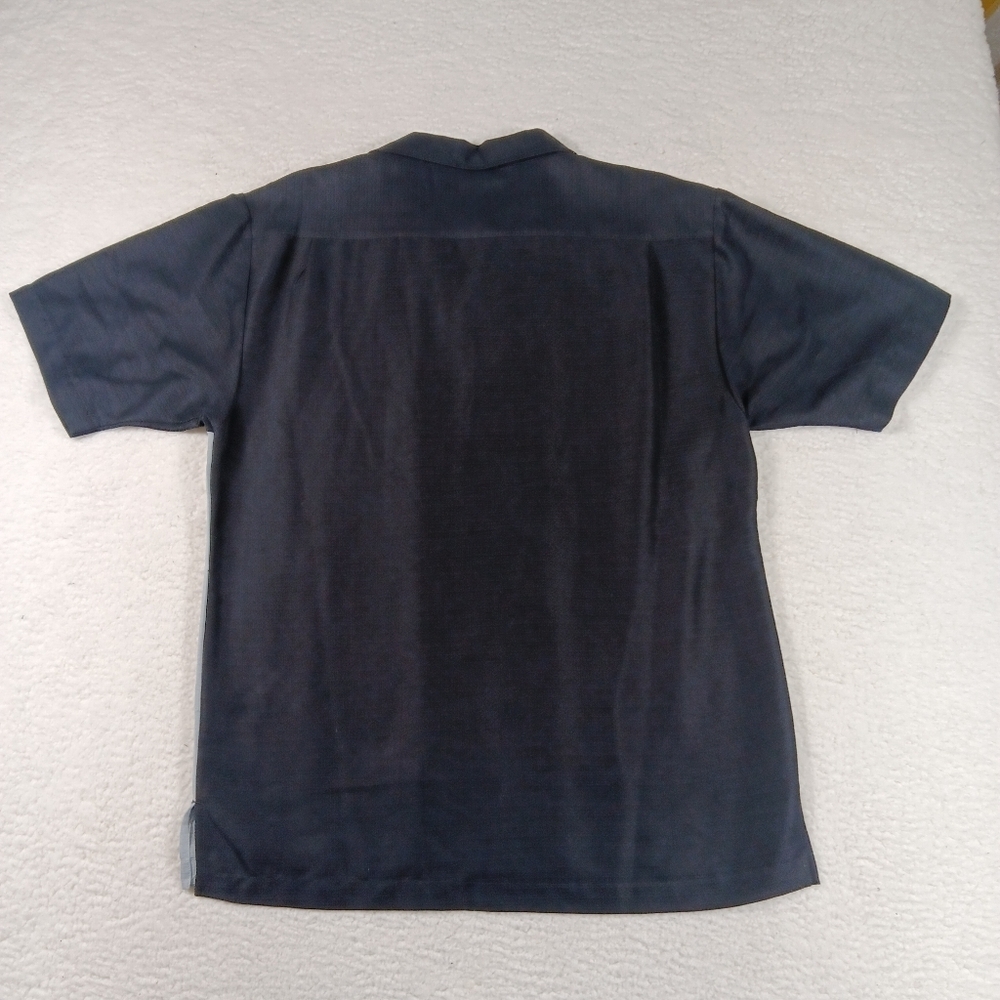Milano Bay Shirt Mens Small Black Gray Bowling Havana Cuban Collar Camp Rayon - Picture 5 of 8